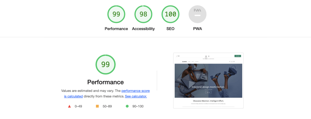 Shopify store perfomance