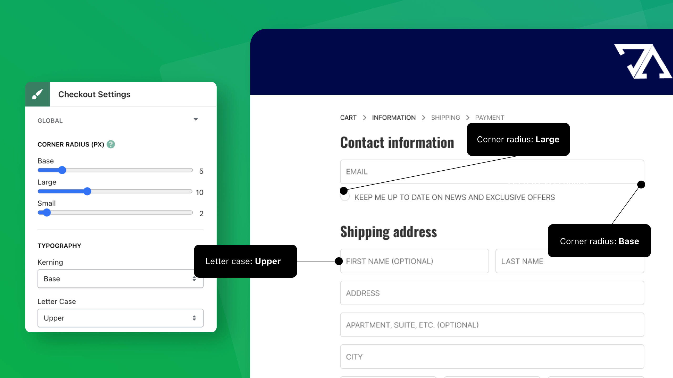shopify customize checkout page
