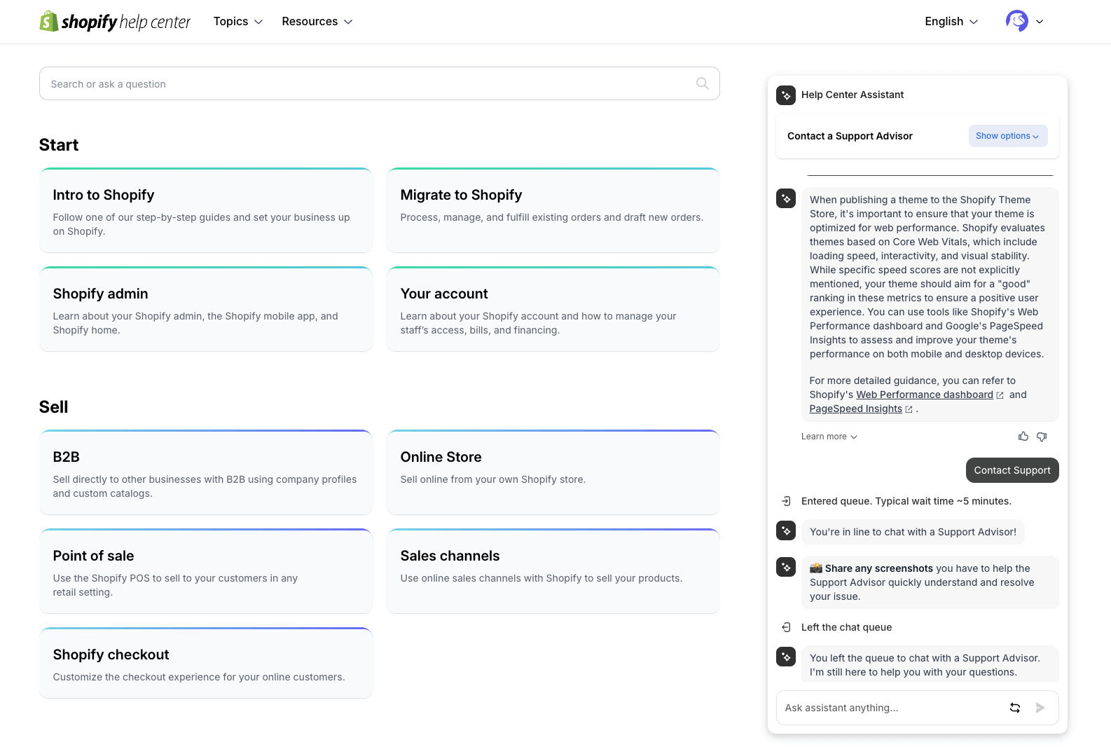 Shopify live chat interface for accessing 24/7 support during troubleshooting.