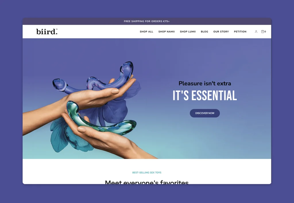 Shopify homepage hero with product and bold headline