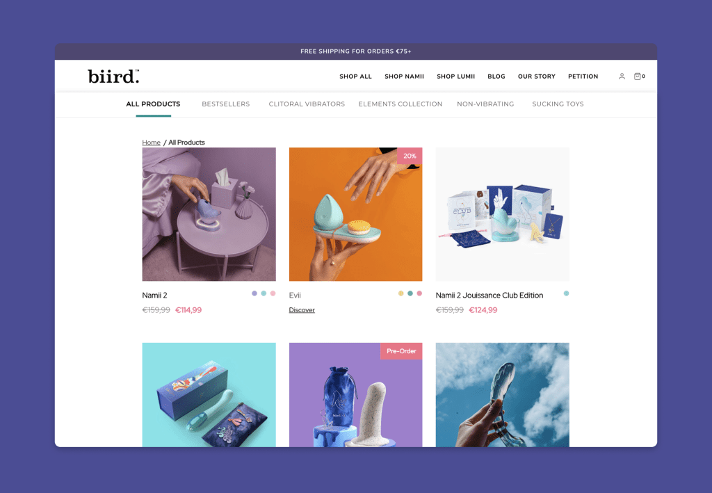 Shopify collection page with product grid layout
