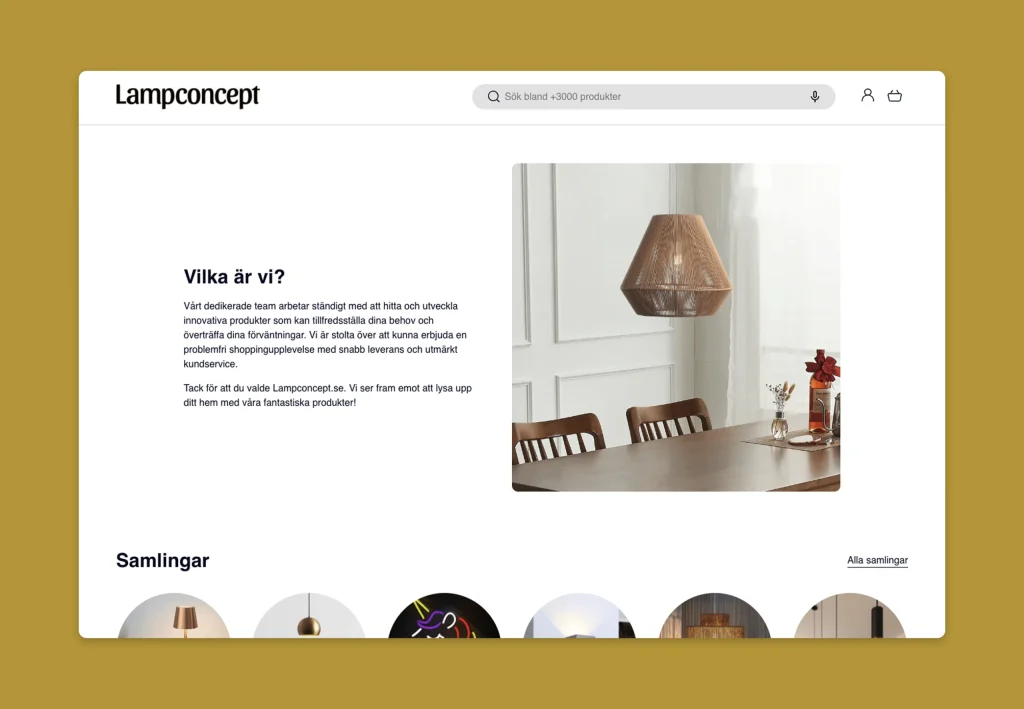 Shopify about section with text and interior image