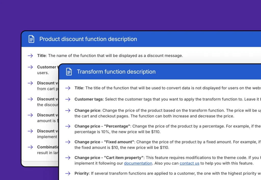 Shopify function description for product discount logic