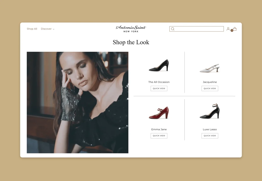 Shopify collection page with shoes and category filters