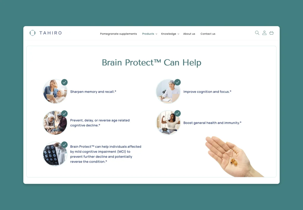 Shopify section showing supplement benefits and icons