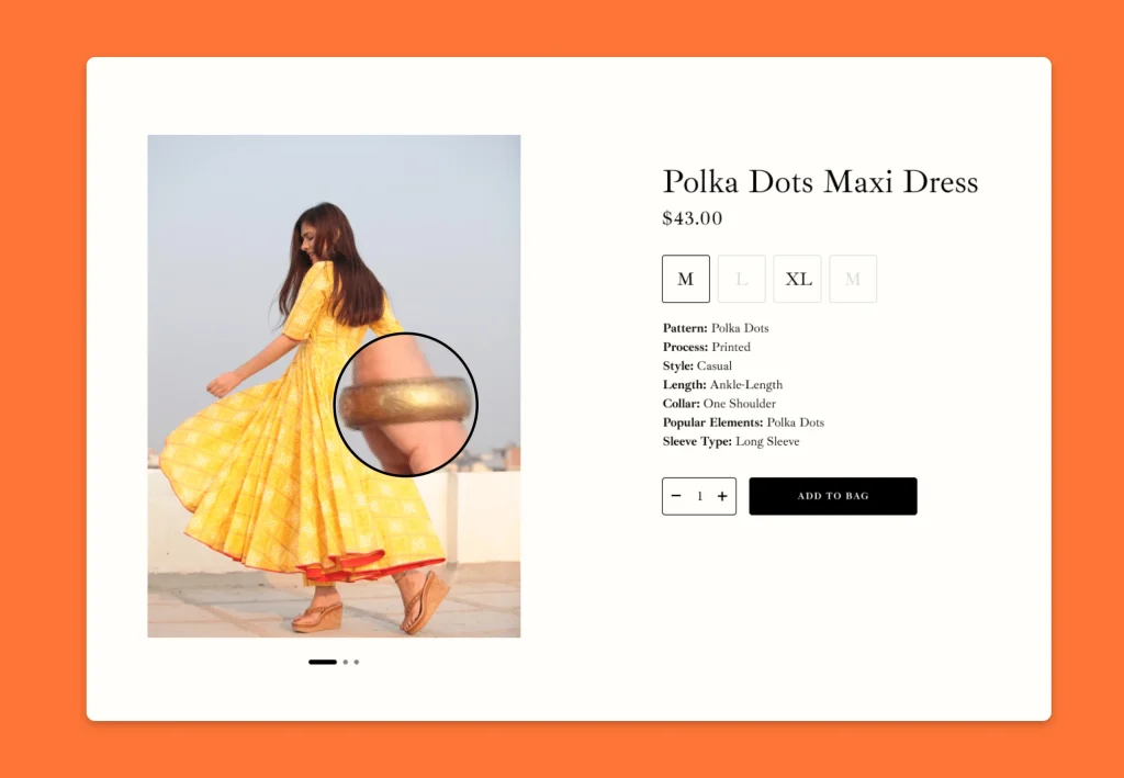 Shopify product page with image zoom feature