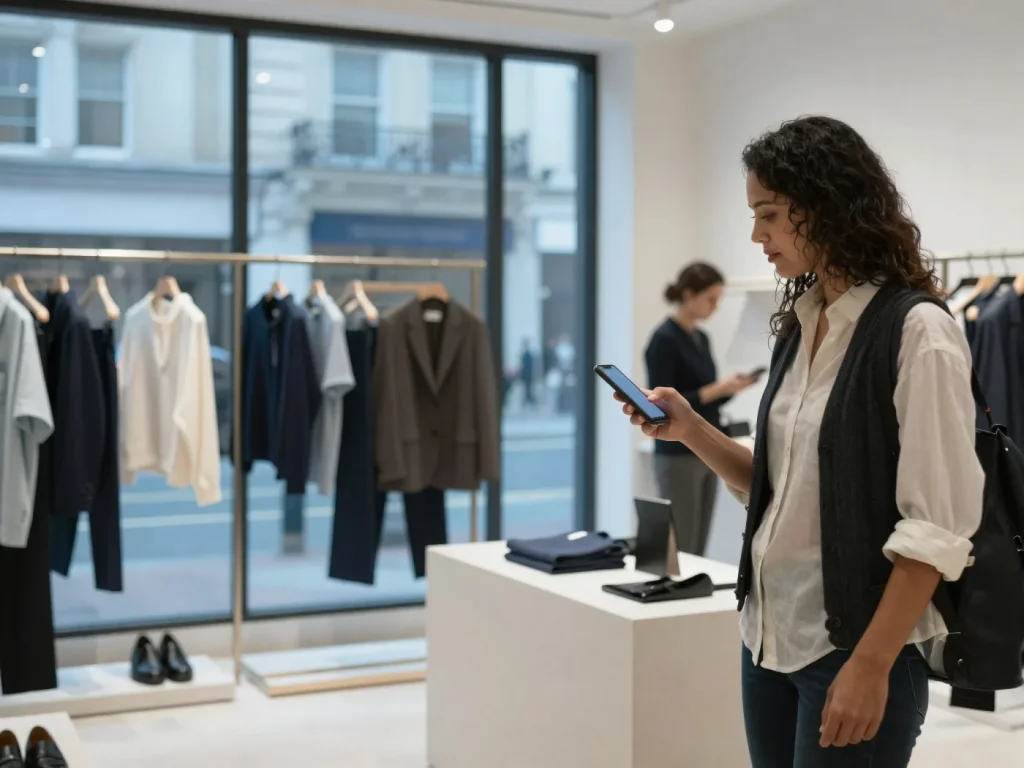 London fashion brand customer checking out on a mobile Shopify store