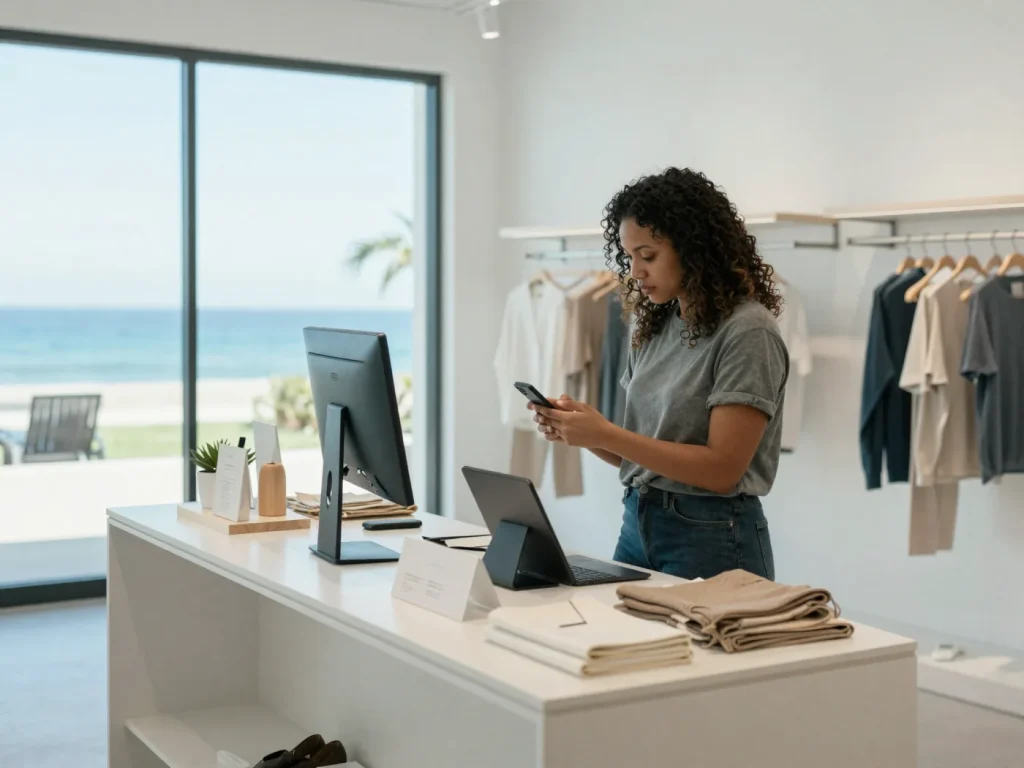 California brand customer shopping a Shopify store on mobile