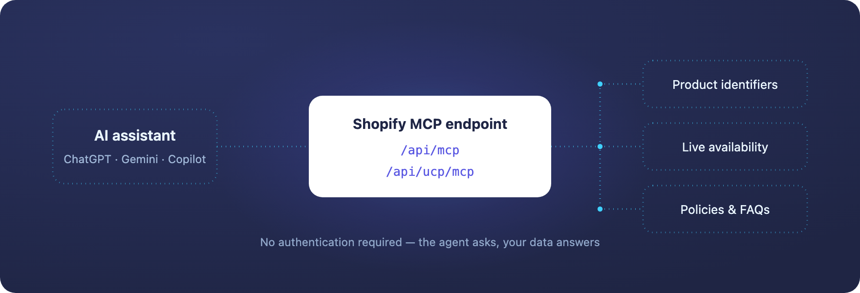 How AI agents read a Shopify catalogue via the MCP endpoint in agentic commerce Shopify setups